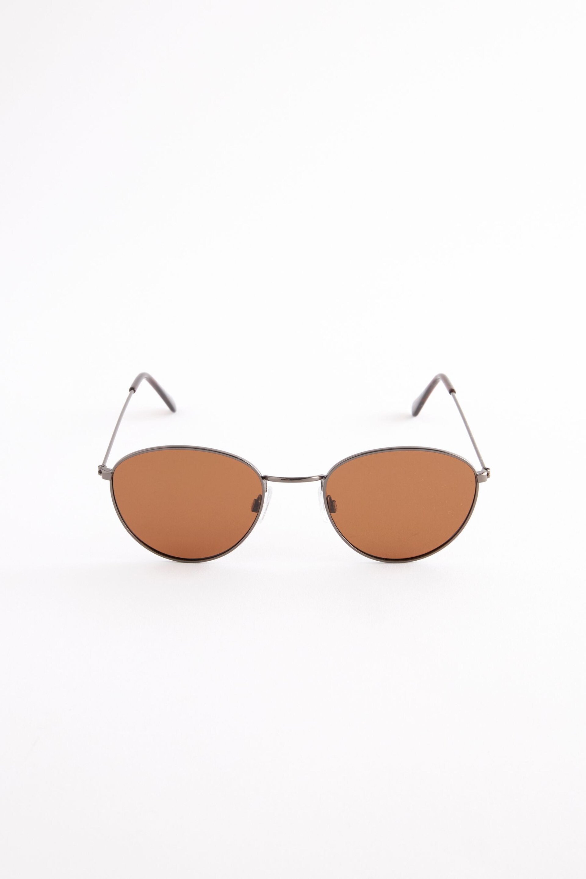 Gun Metal and Brown Round Polarised Sunglasses - Image 4 of 6