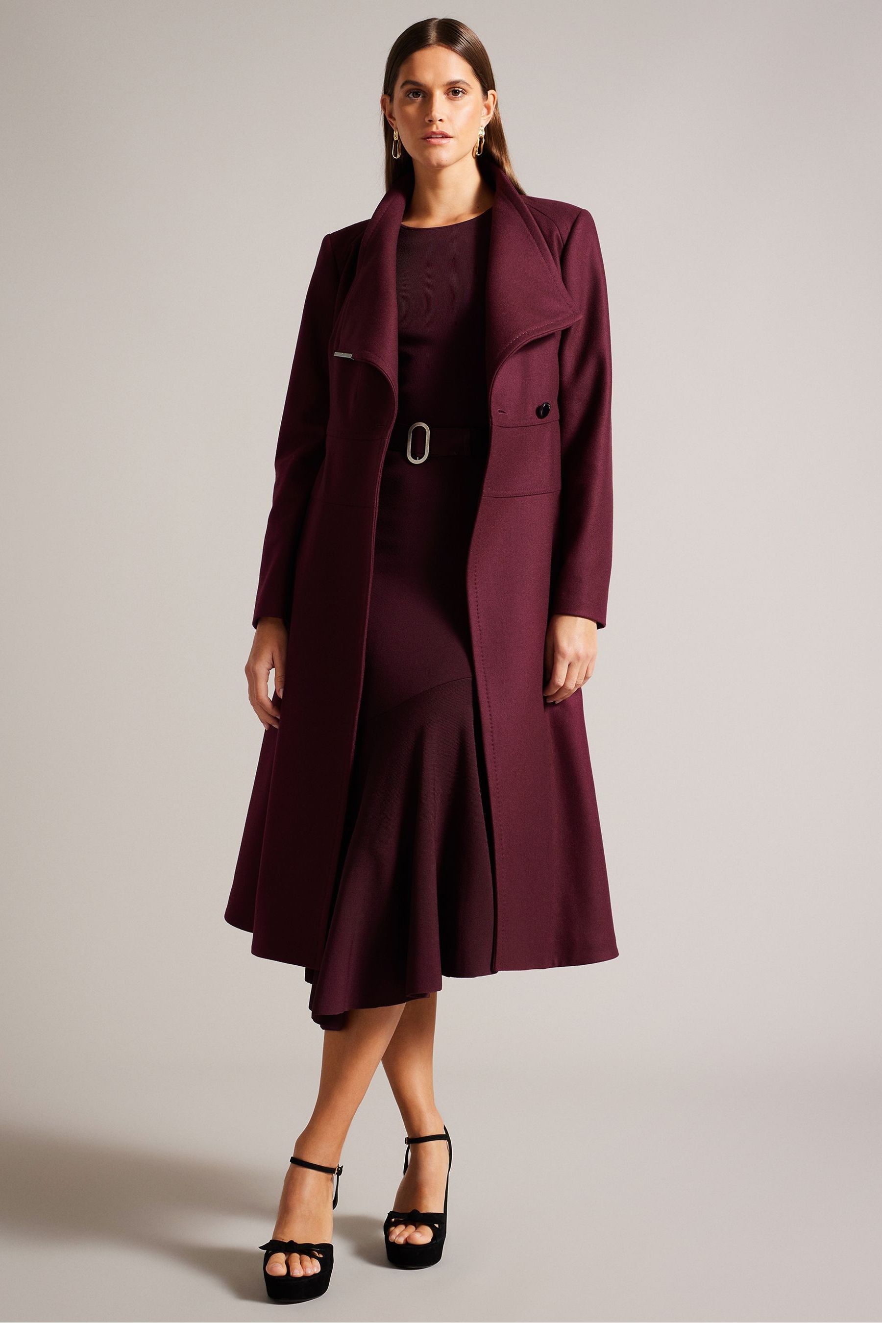 Buy Ted Baker Roseika Red Midi Length Double Breasted Coat With Skirt from Next Luxembourg