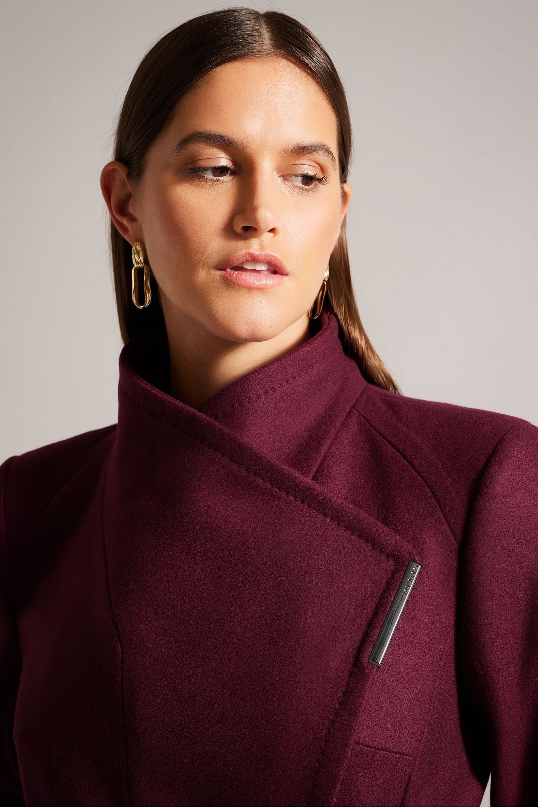 Ted baker coat burgundy clearance