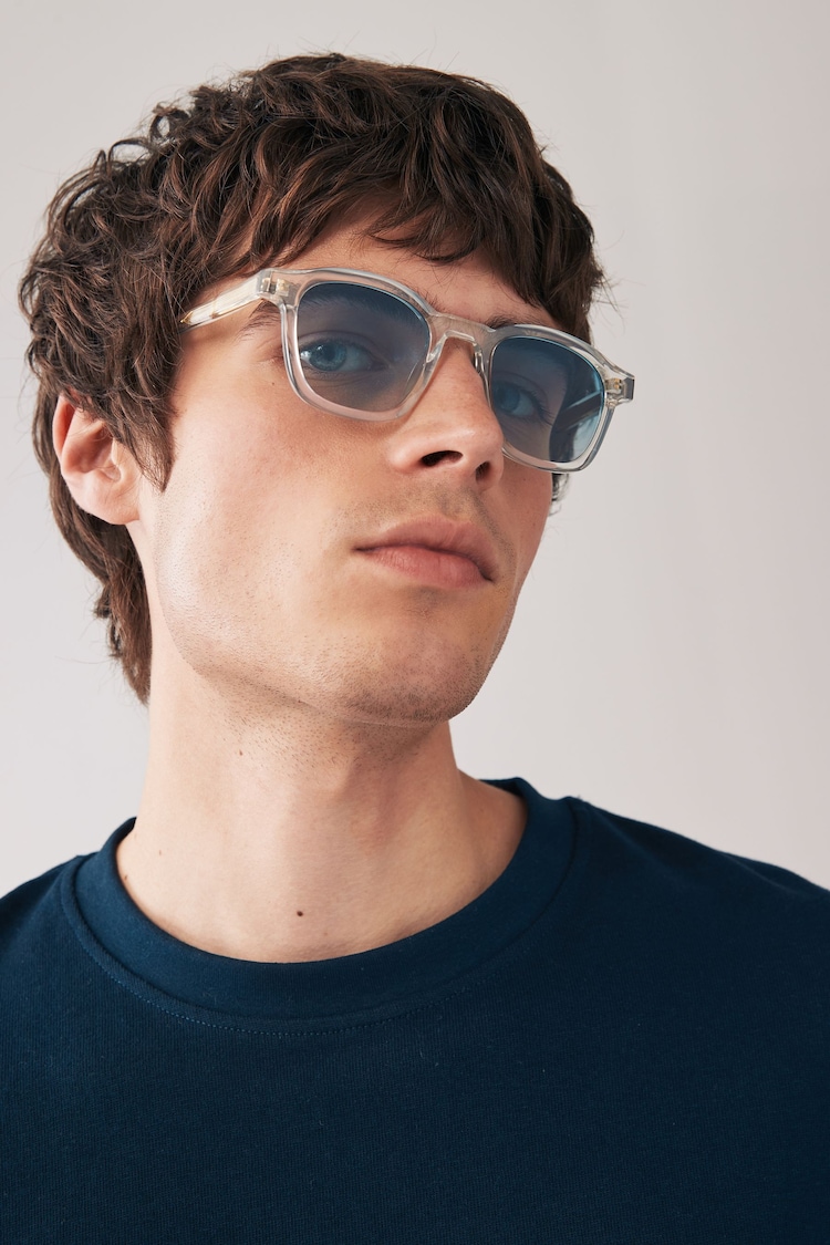 Blue Round Polarised Sunglasses - Image 1 of 4