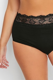 Yours Curve Black Lace Trim High Waisted Full 100% Cotton Briefs 4 Pack - Image 3 of 3