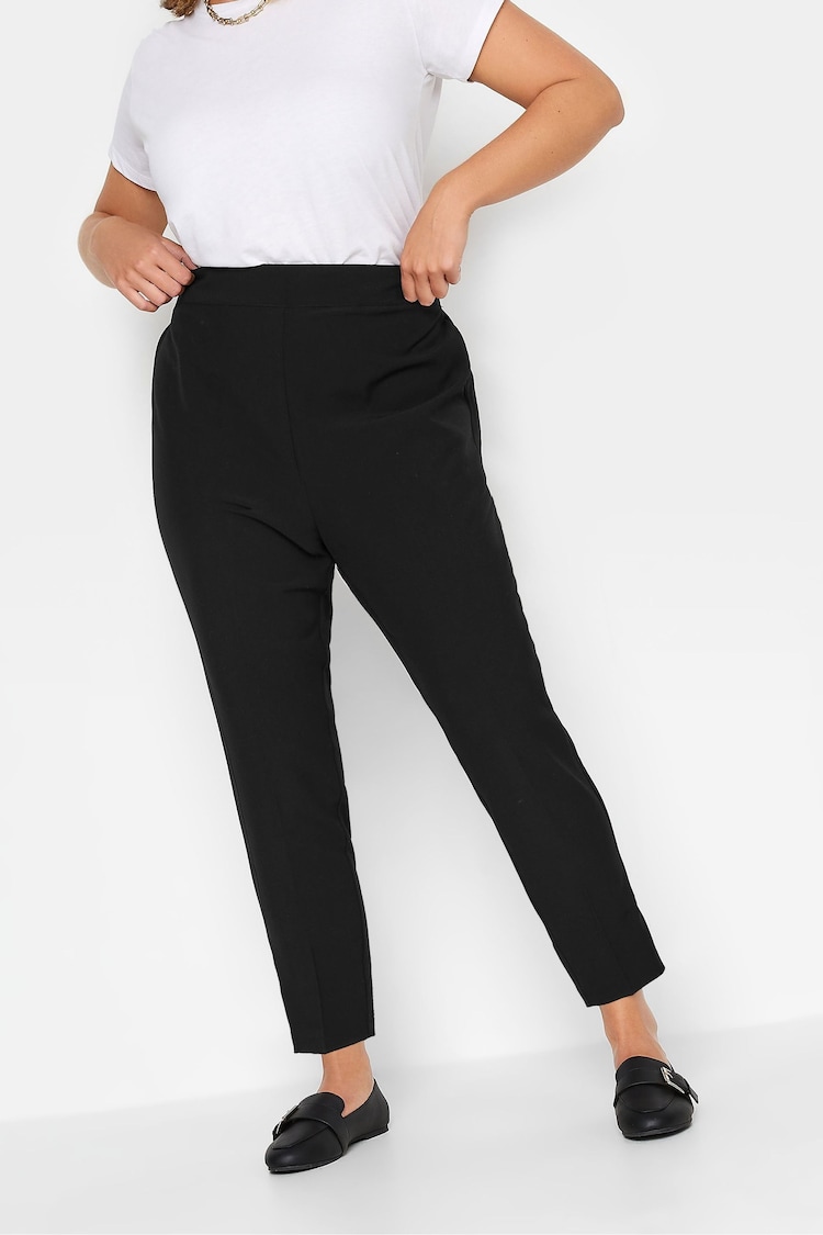 Buy Yours Curve Black Elasticated Tapered Stretch Trousers From The buy-yours-curve-black-elasticated-tapered-stretch-trousers-from-the