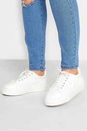 Yours Curve White Extra-Wide Fit Quilted Lace Up Trainers - Image 1 of 3