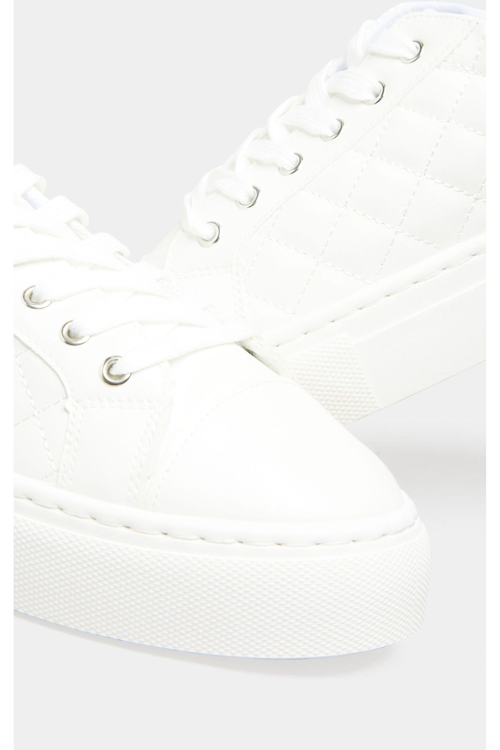 Yours Curve White Extra-Wide Fit Quilted Lace Up Trainers - Image 3 of 3