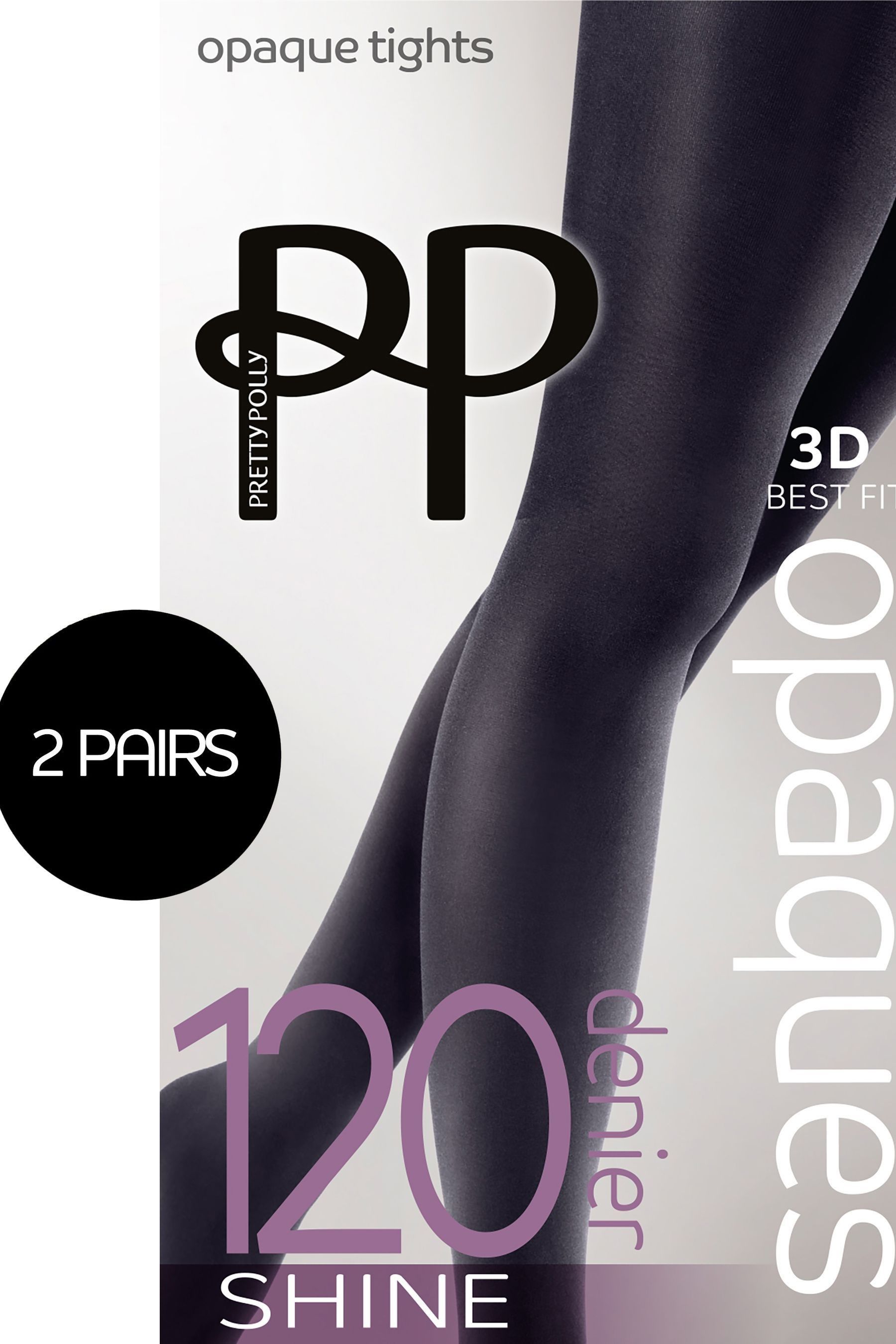 Buy Pretty Polly 2 Pack Black 120 Denier Opaques 3D Shine Tights from Next Belgium
