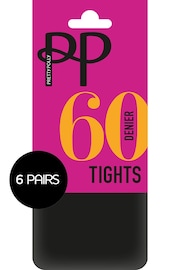 Pretty Polly 6 Pack Black 60 Denier Everyday Opaque Tights - Image 4 of 4