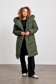 NOISY MAY Green Padded High Neck Hooded Quilted Coat - Image 5 of 8