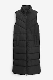 NOISY MAY Black Maxi Length Padded Quilted Collarless Gilet - Image 5 of 5