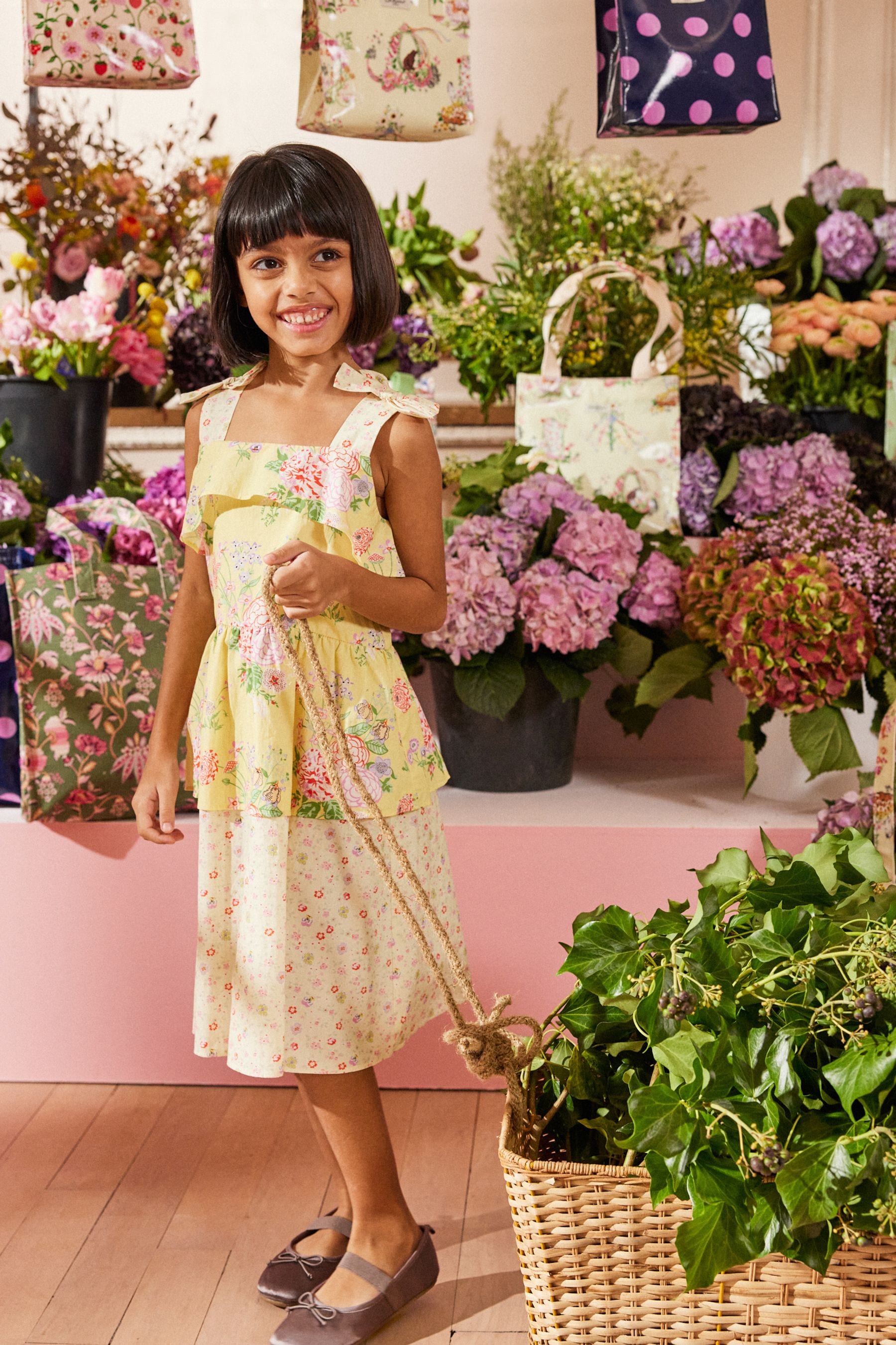Buy Cath Kidston Yellow Frilly Tiered Dress from the Next UK online shop