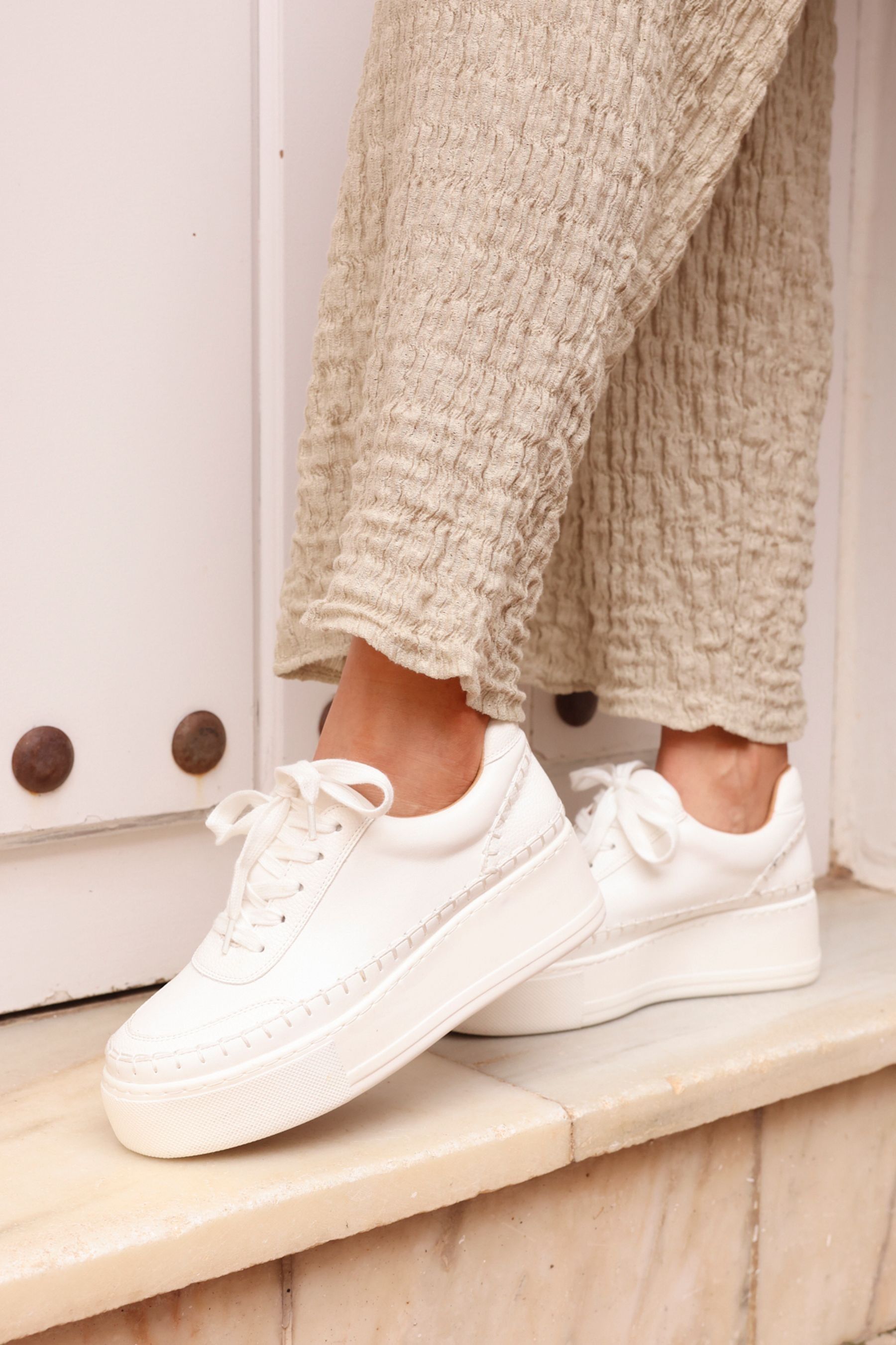 Buy Linzi White Harlem Faux Leather Platform Trainers from the Next UK online shop