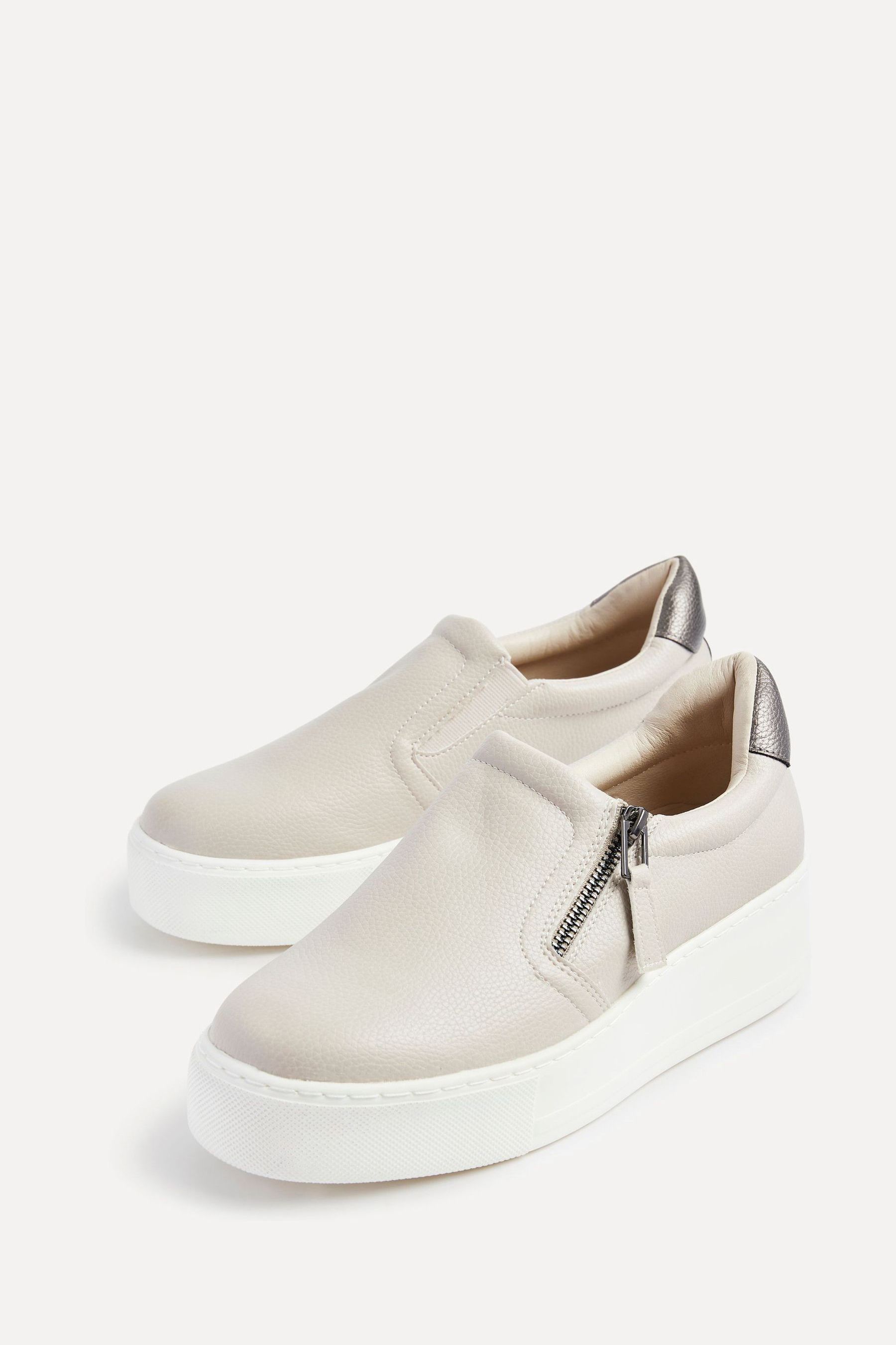 Linzi Grey Mercury Taupe Slip On Platform Trainers
