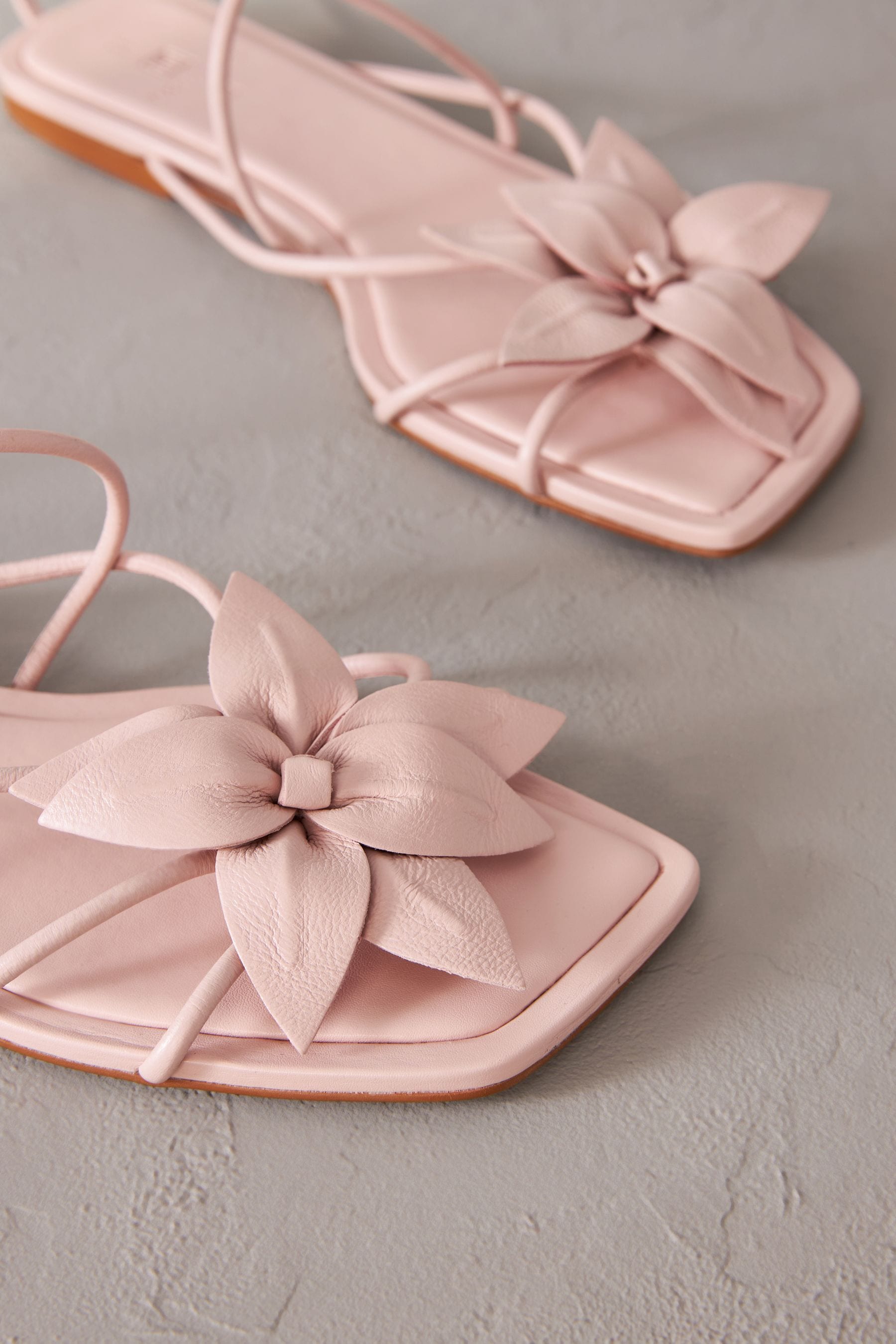 Buy Pink Premium Corsage Leather Sandals from Next Luxembourg