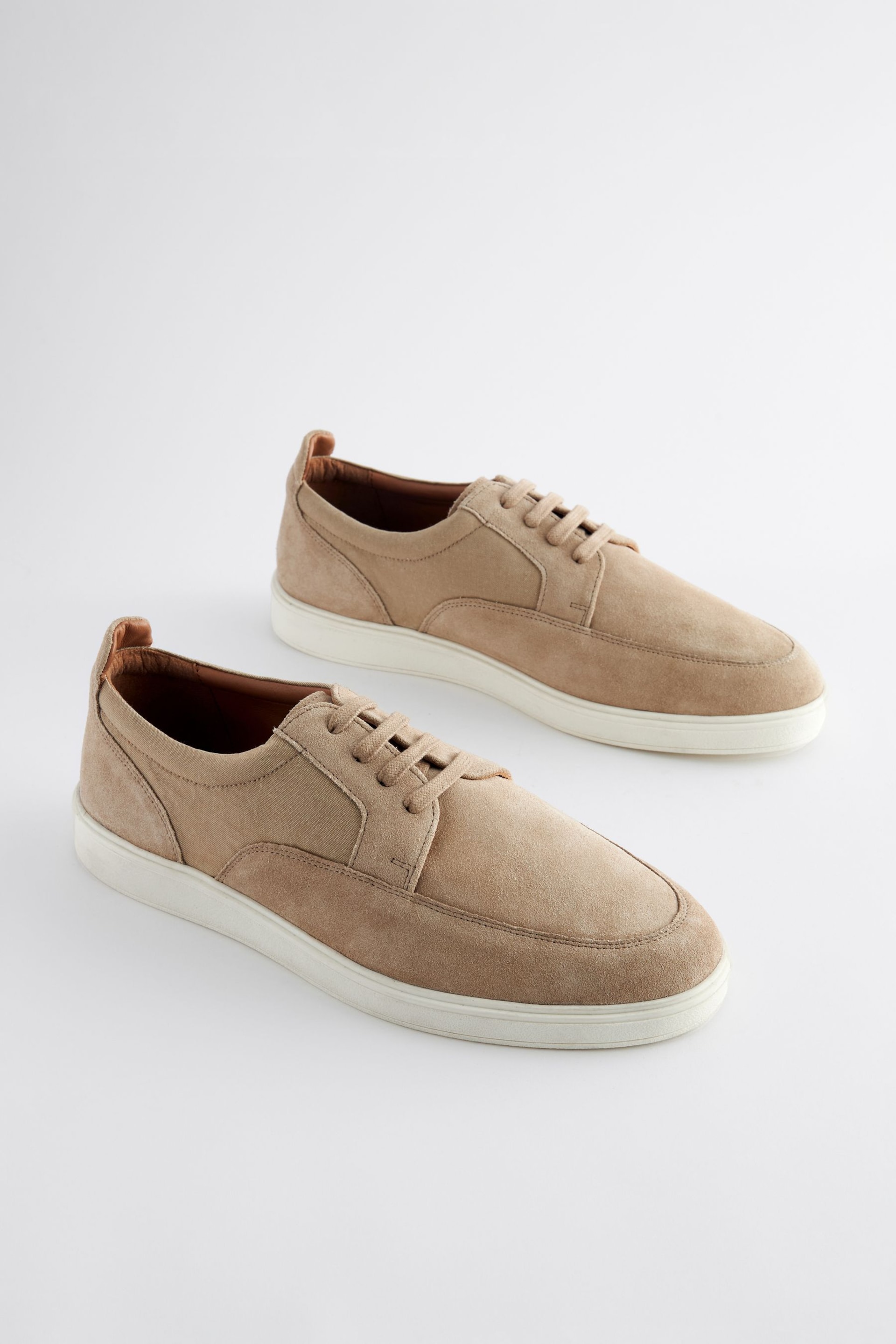 Stone Cream Suede Cupsole Casual Shoes - Image 2 of 7