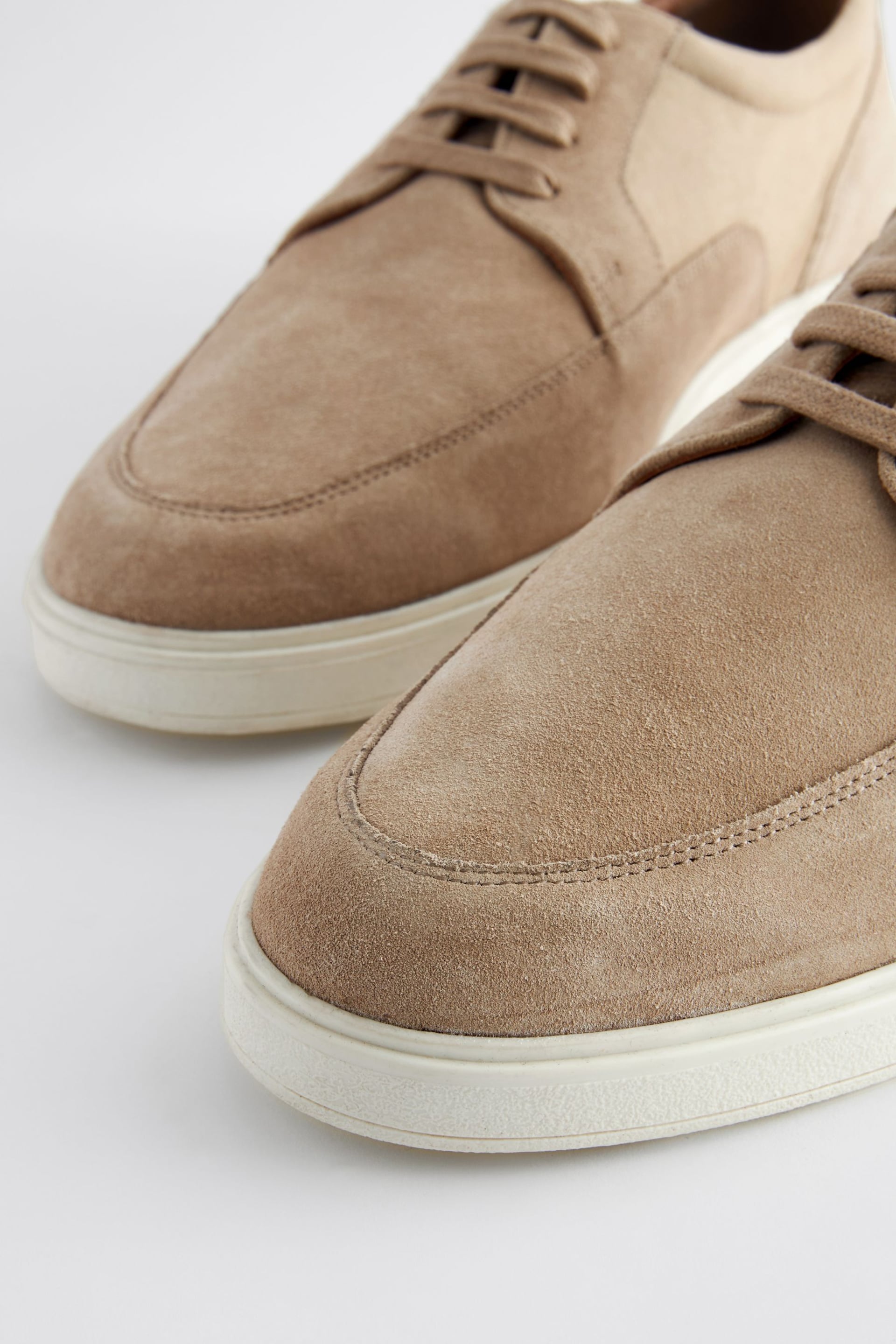 Stone Cream Suede Cupsole Casual Shoes - Image 4 of 7
