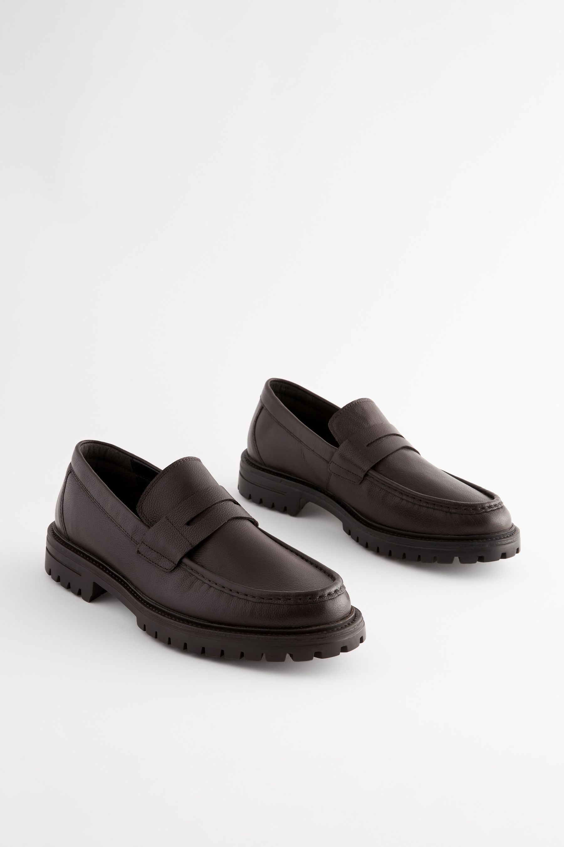 Buy Brown Leather Cleated Saddle Loafers from Next Oman