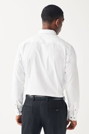 White Slim Fit Trimmed Easy Care Single Cuff Shirt - Image 3 of 6