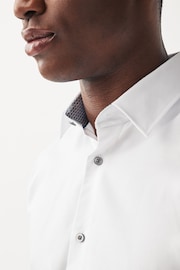 White Slim Fit Trimmed Easy Care Single Cuff Shirt - Image 5 of 6