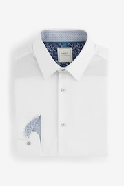 White Slim Fit Trimmed Easy Care Single Cuff Shirt - Image 6 of 6