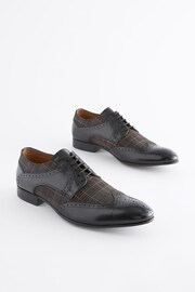 Black Leather & Check Brogue Shoes - Image 2 of 7