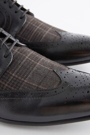 Black Leather & Check Brogue Shoes - Image 7 of 7