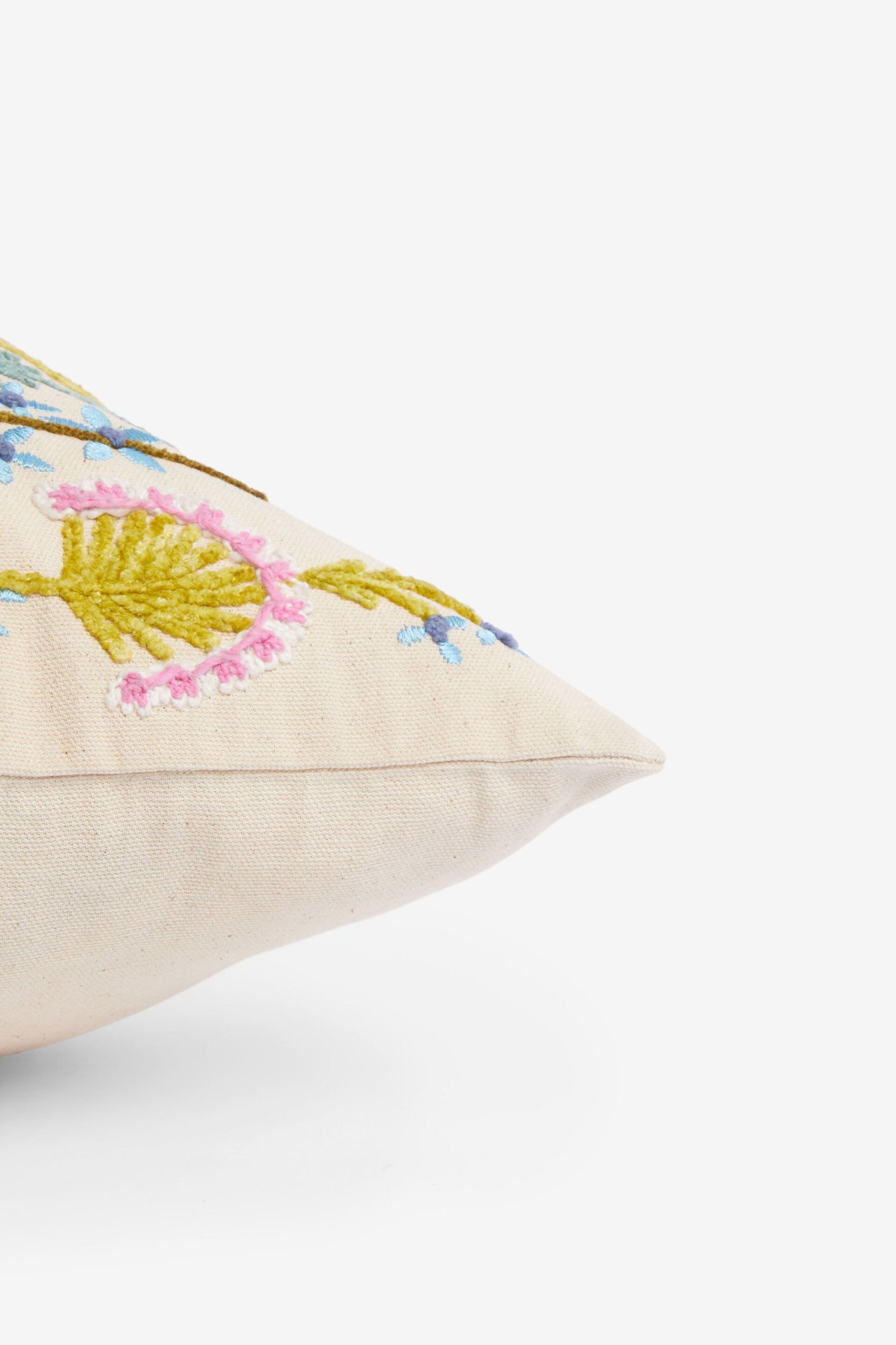 Pink 50 x 30cm Pretty Embroidered Floral Cushion - Image 4 of 4