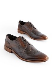 Brown Gloss Shine Brogue Shoes - Image 3 of 7