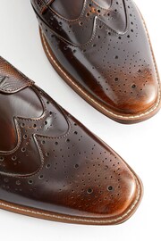 Brown Gloss Shine Brogue Shoes - Image 6 of 7