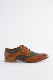 Tan Brown Leather & Check Brogue Shoes - Image 3 of 7