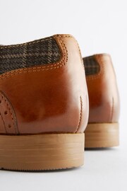 Tan Brown Leather & Check Brogue Shoes - Image 4 of 7