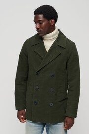 Superdry Green The Merchant Store Moleskin Pea Coat - Image 1 of 6