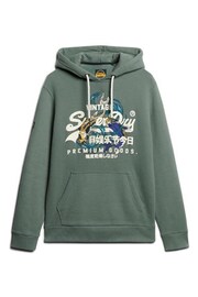 Superdry Green Japanese Vintage Logo Graphic Hoodie - Image 4 of 4