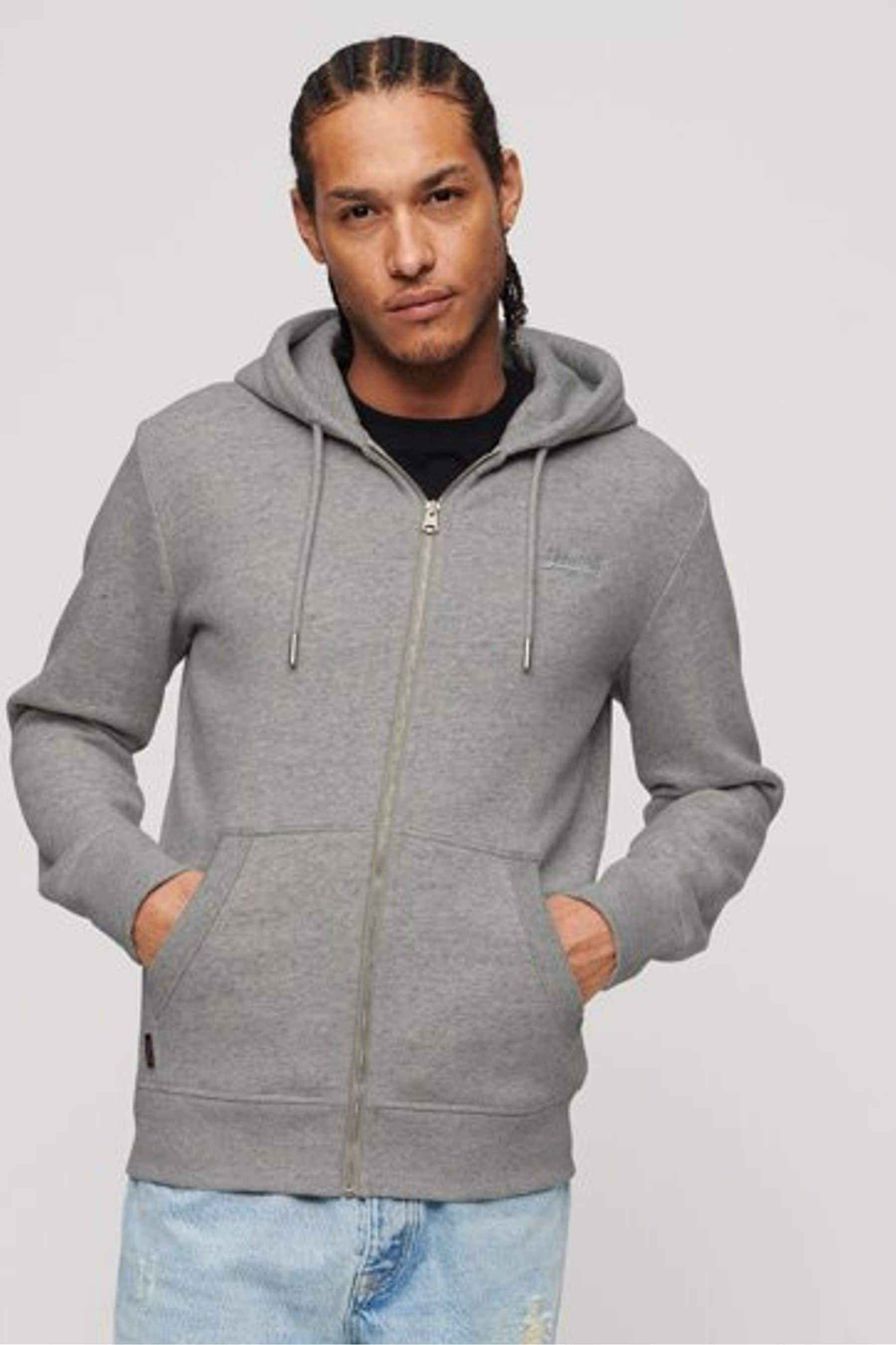 Buy Superdry Grey White Essential Logo Quarter Zip 100 Cotton Hoodie from Next Luxembourg