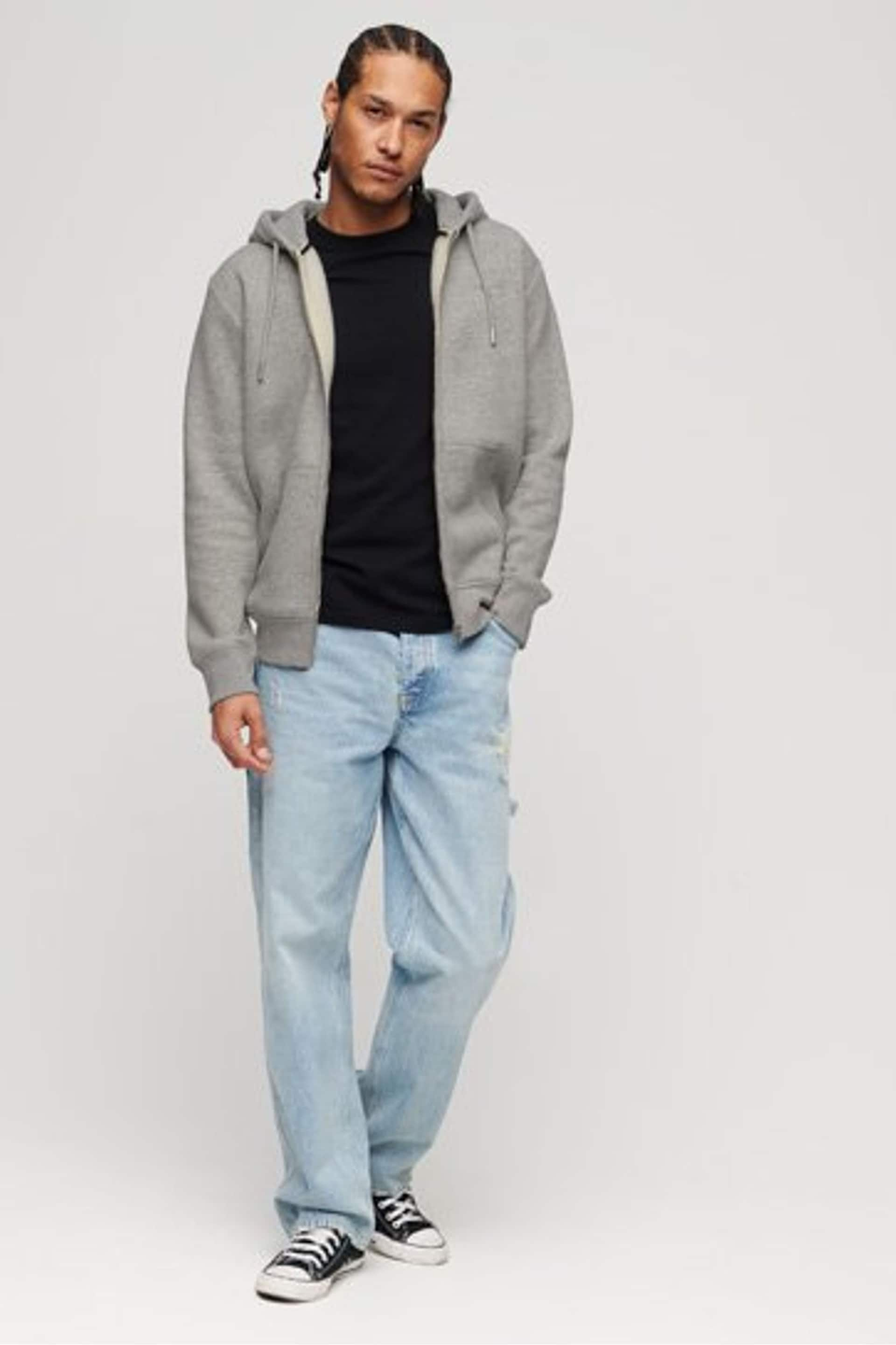 Superdry Grey/White Essential Logo Zip Hoodie - Image 2 of 6