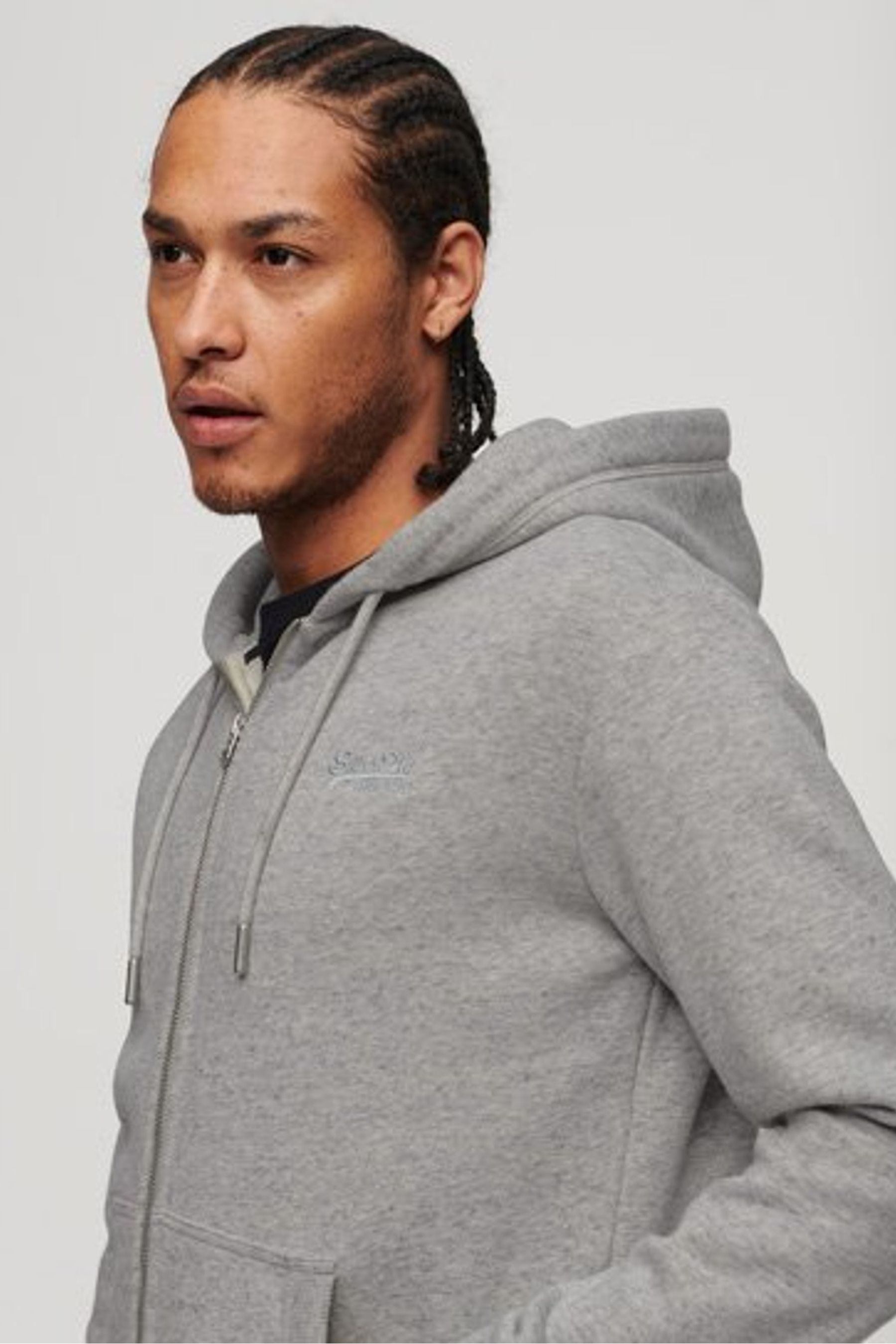 Buy Superdry Grey White Essential Logo Zip Up Hoodie from Next Luxembourg