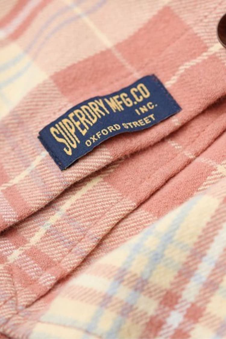 Superdry Pink Vintage Check 100% Cotton Overshirt - Image 6 of 6