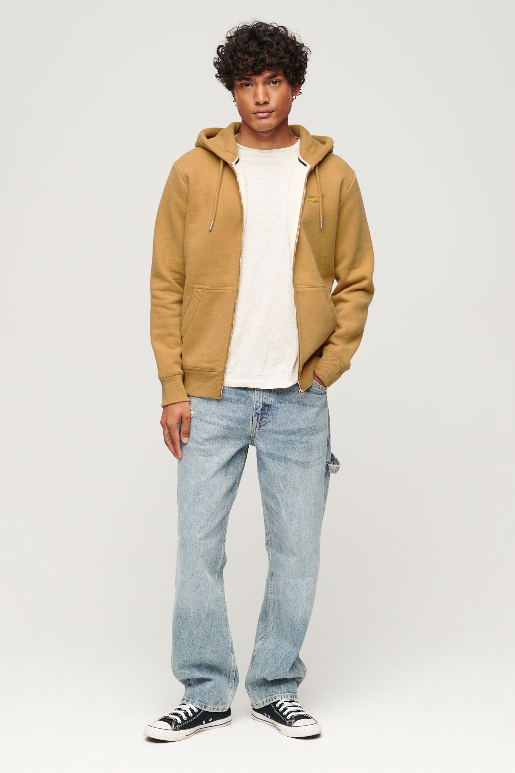 Buy Superdry Yellow Essential Logo Quarter Zip 100 Cotton Hoodie from Next Luxembourg