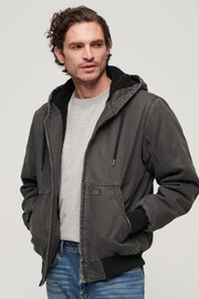 Superdry Black Vintage Workwear Hooded Bomber Jacket - Image 1 of 6