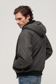 Superdry Black Vintage Workwear Hooded Bomber Jacket - Image 2 of 6