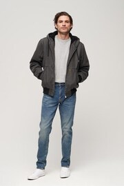 Superdry Black Vintage Workwear Hooded Bomber Jacket - Image 3 of 6