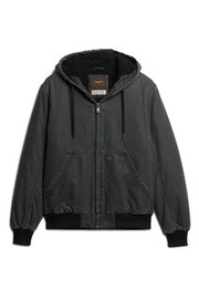 Superdry Black Vintage Workwear Hooded Bomber Jacket - Image 4 of 6