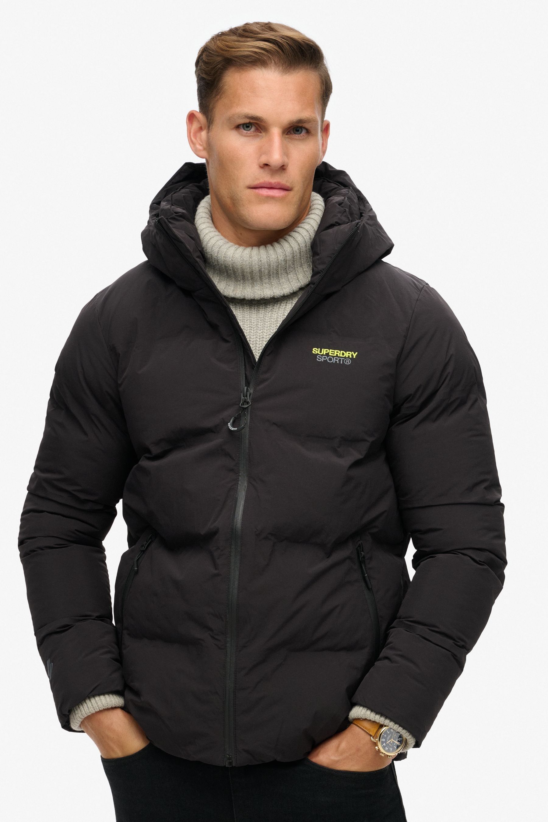 Buy Superdry Black Hooded Water Repellent Boxy Puffer Jacket from Next Oman