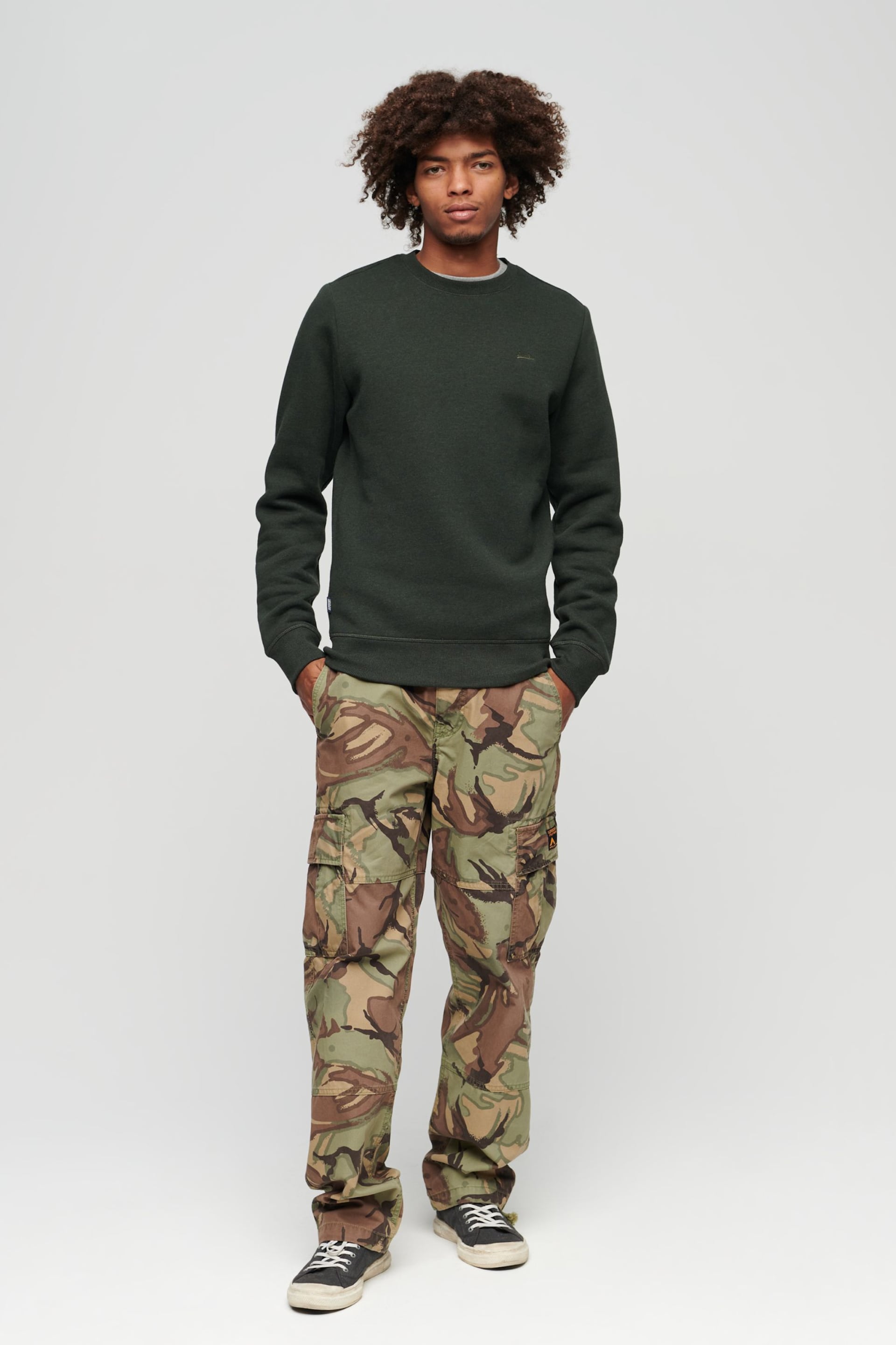 Superdry Olive Green Essential Logo Crew Sweatshirt - Image 2 of 5