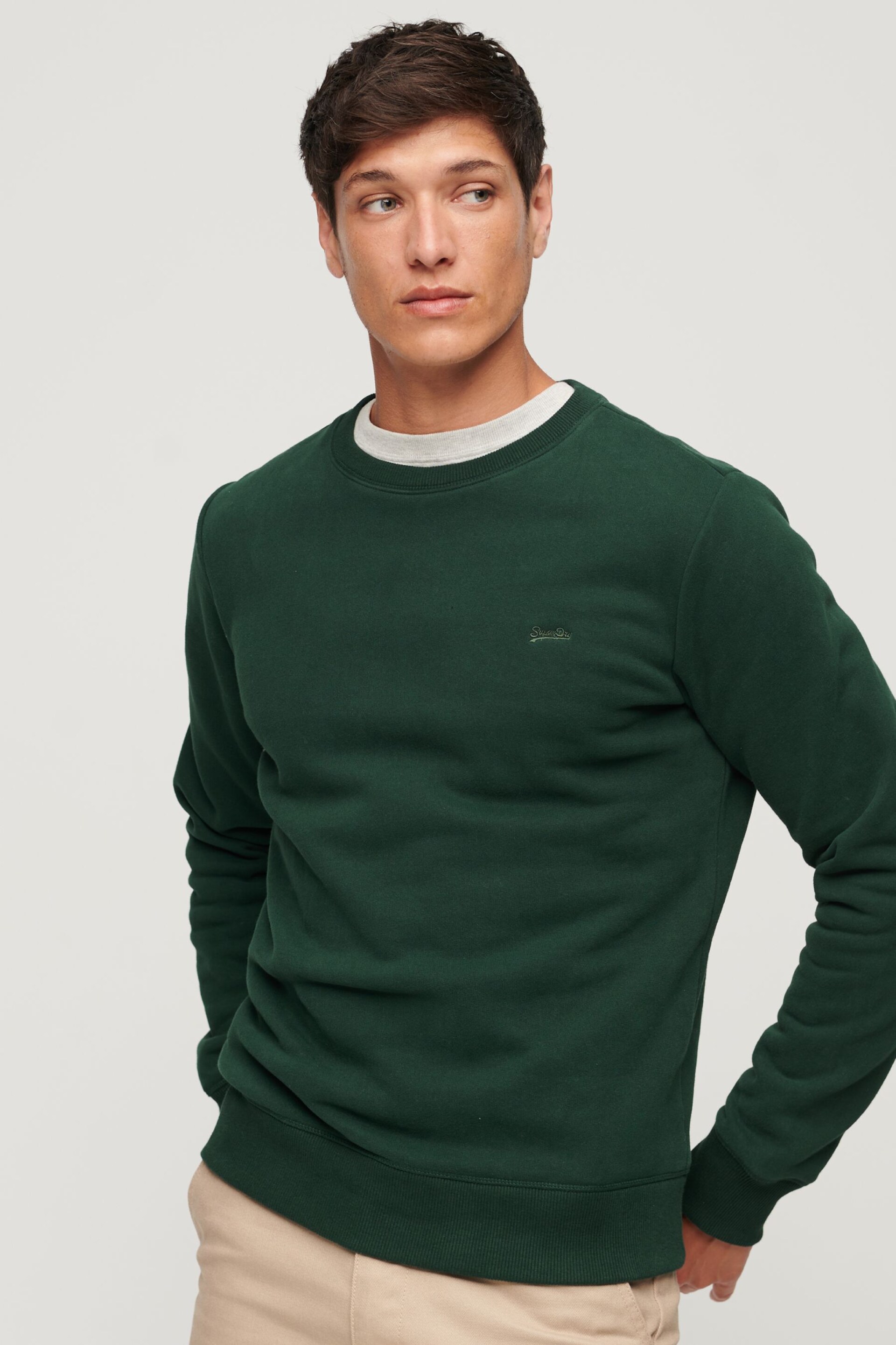 Superdry Green Essential Logo Crew Sweatshirt - Image 1 of 5