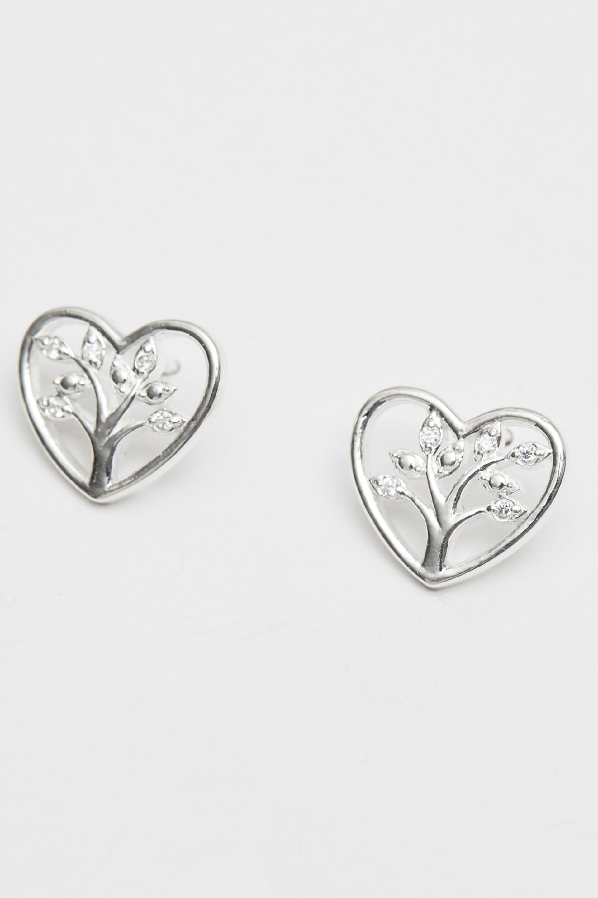 Simply Silver Sterling Silver Tone 925 Tree of Love Heart Stud Earrings - Image 3 of 3