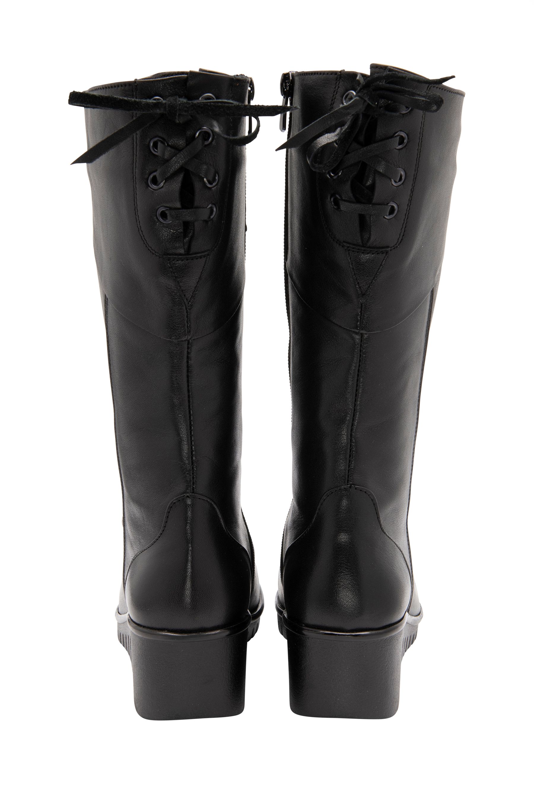 Buy Lotus Black Leather Zip Up Mid Calf Boots from Next Luxembourg