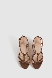 Reiss Tan Isabella Leather Knot Detail Wedge Sandals - Image 3 of 5