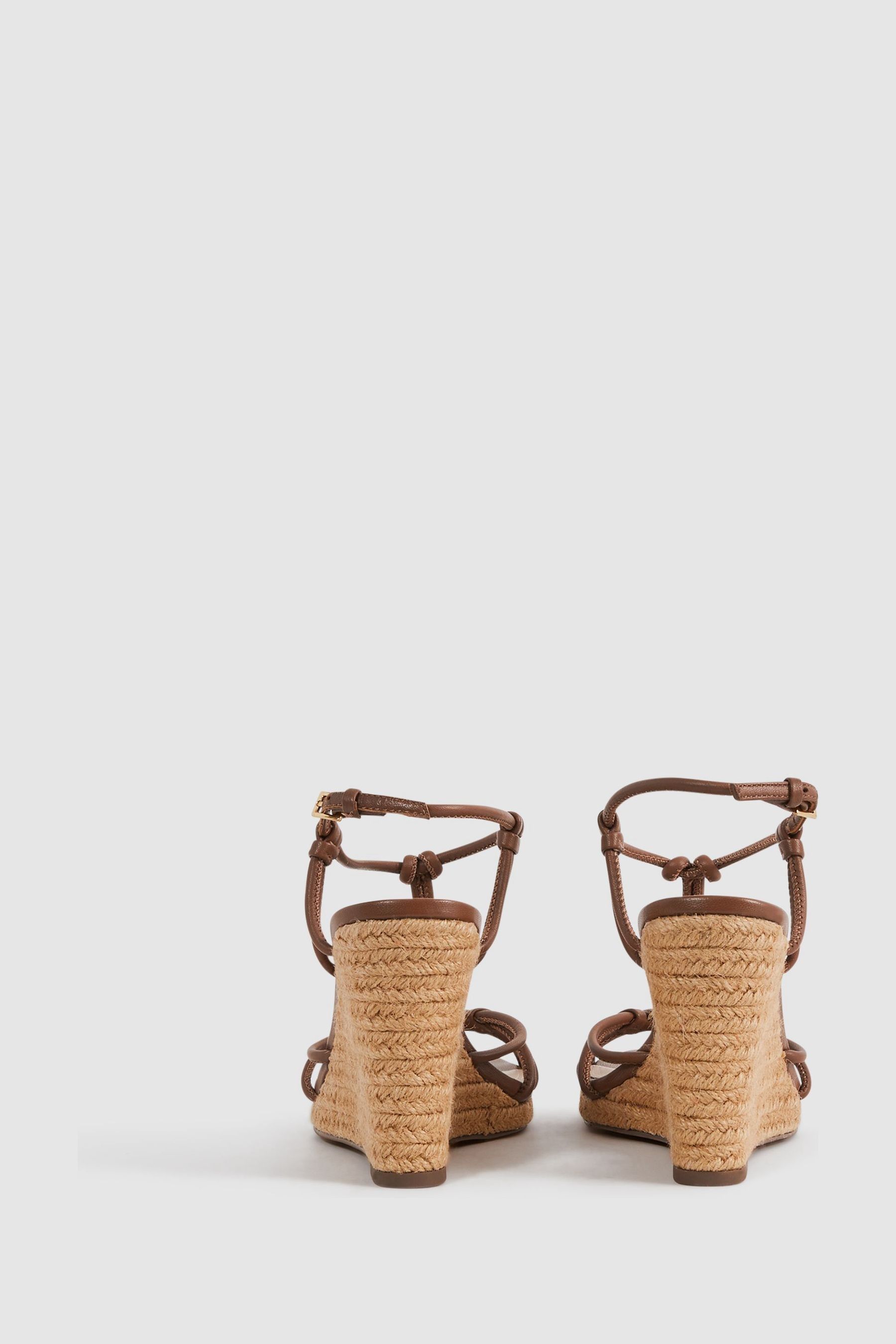 Buy Reiss Tan Isabella Leather Knot Detail Wedge Sandals from Next Luxembourg