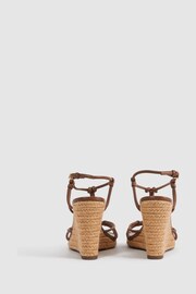 Reiss Tan Isabella Leather Knot Detail Wedge Sandals - Image 4 of 5