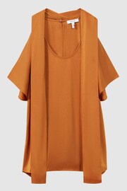 Reiss Rust Camilla Tie Neck Draped Satin Blouse - Image 2 of 5