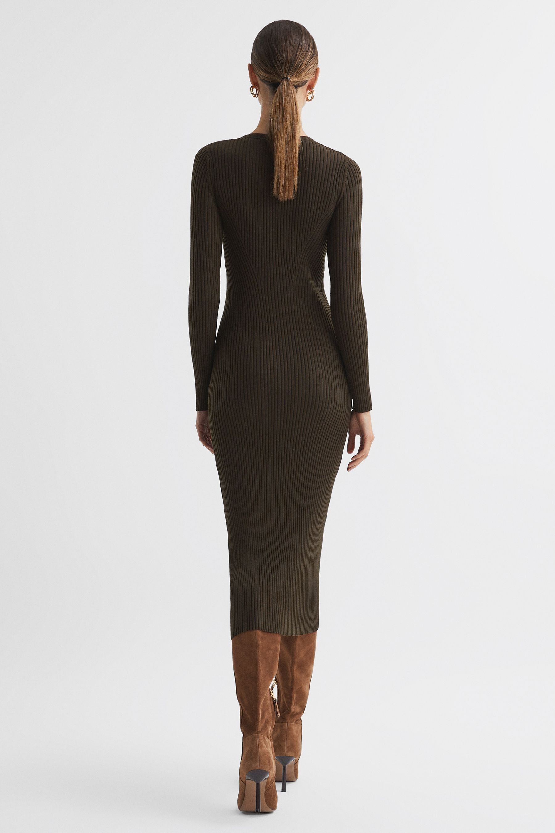 Khaki bodycon midi dress discount